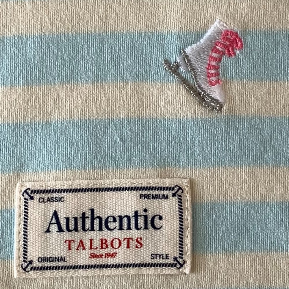 TALBOTS Long Sleeve Ice Skate Embroidered, BLUE ICE/IVORY, Medium - Picture 6 of 7